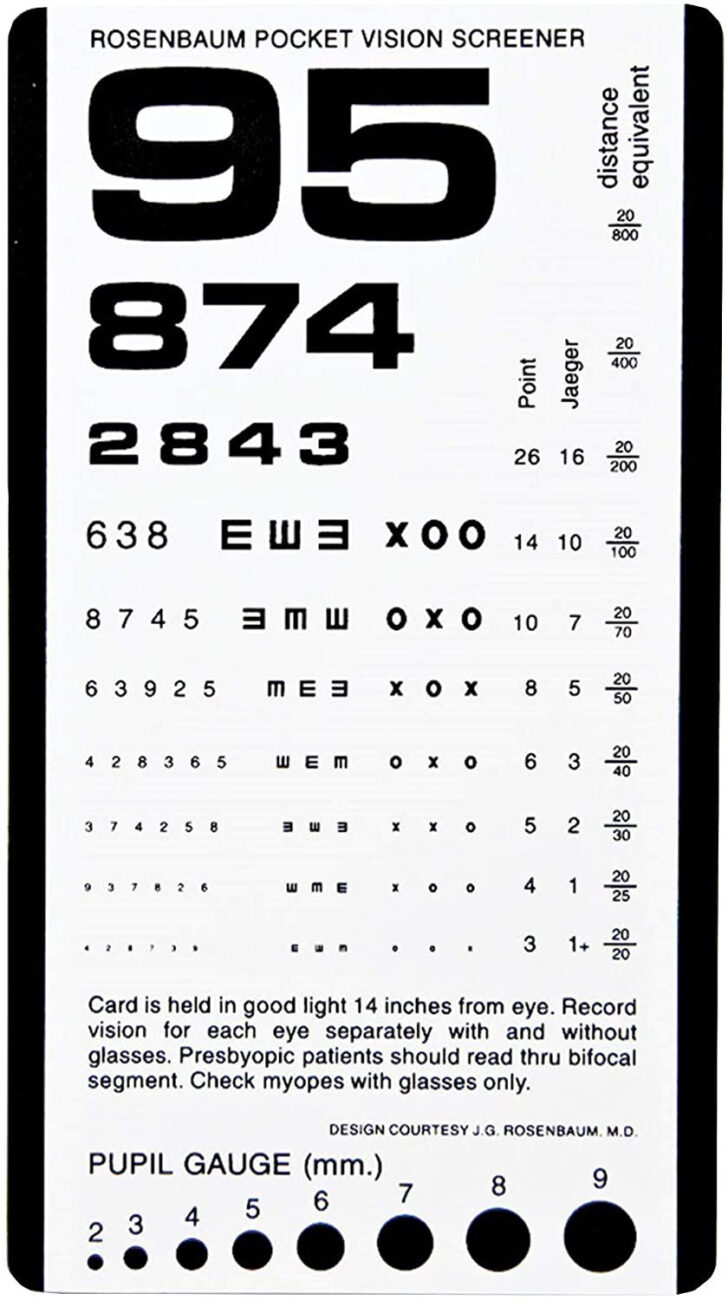 Handheld Visual Acuity Chart Printable