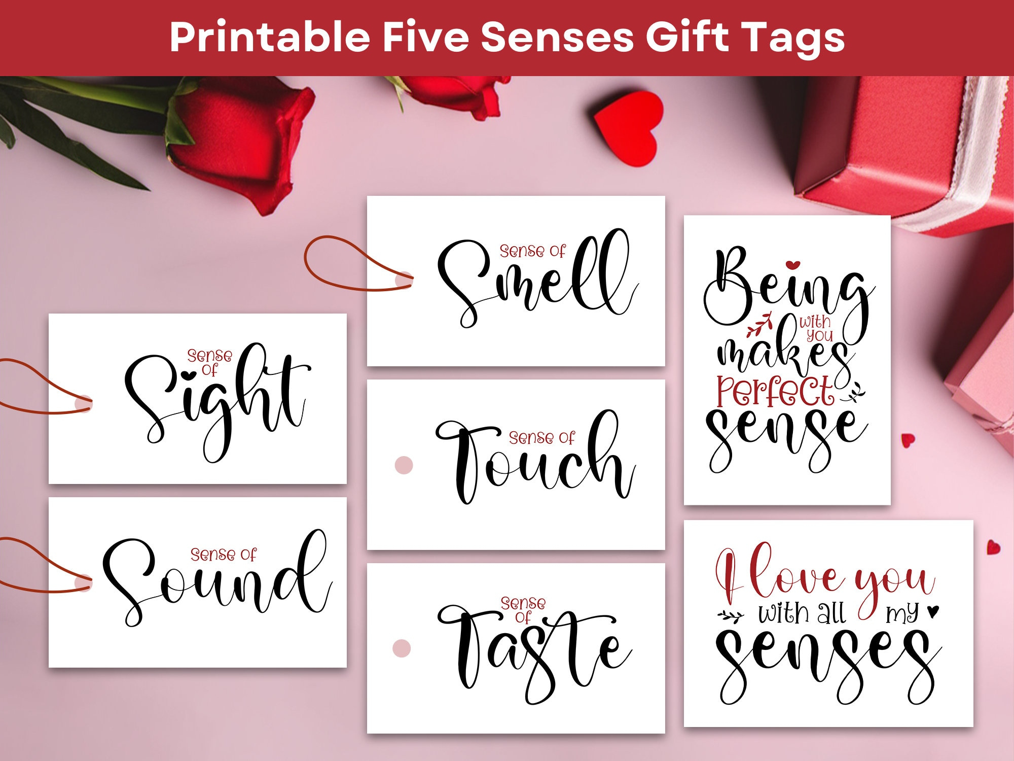 Buy Printable 5 Senses Gift Tags For Him Anniversary Gift Ideas with regard to 5 Senses Gift Tags Free Printable