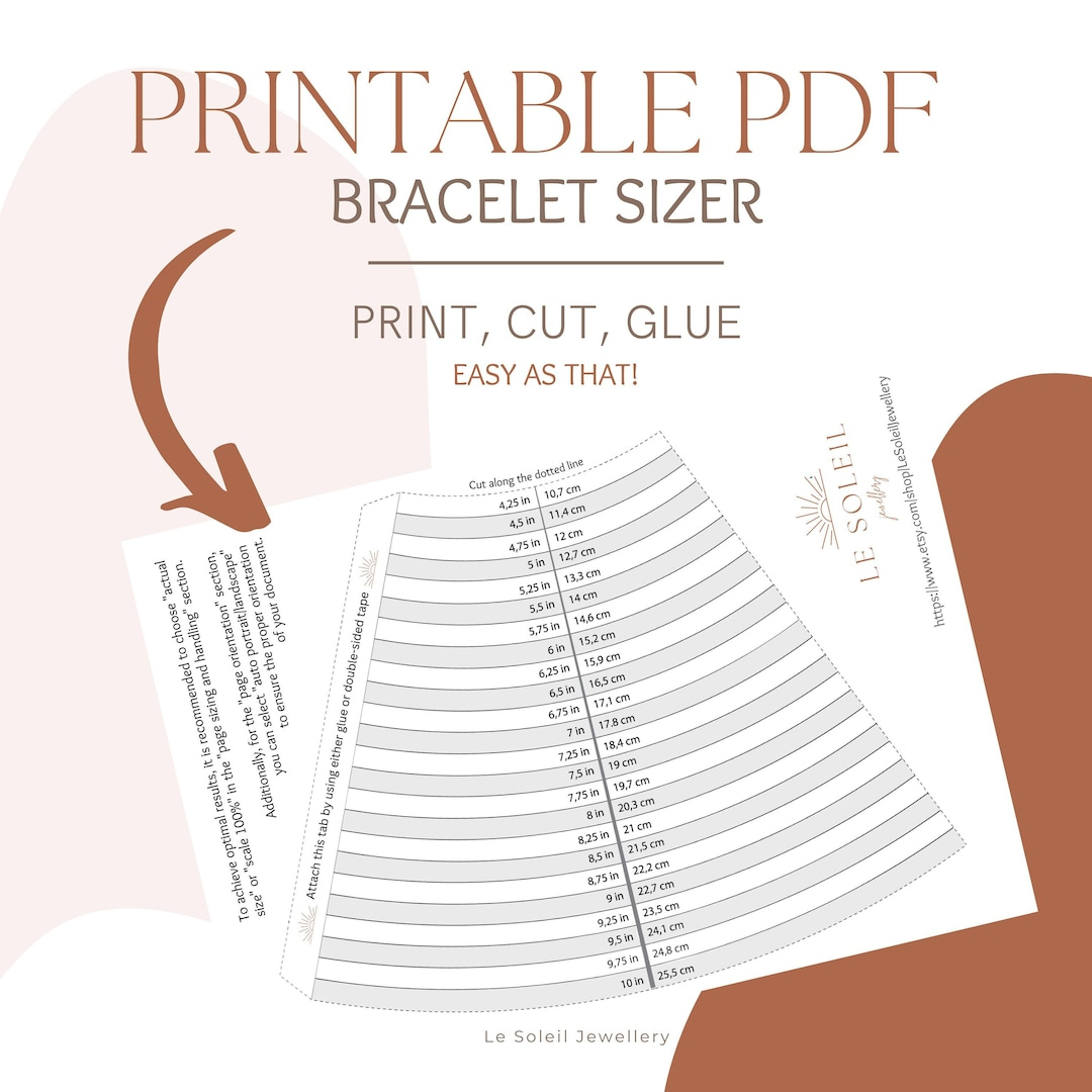 Buy Printable Bracelet Sizer, Measurement Cone, Measuring Cone, Bangle Sizer, Bangle Measuring Cone, Bracelet Mandrel Cone, Ruler, Pdf Online In India regarding Free Printable Bracelet Sizer