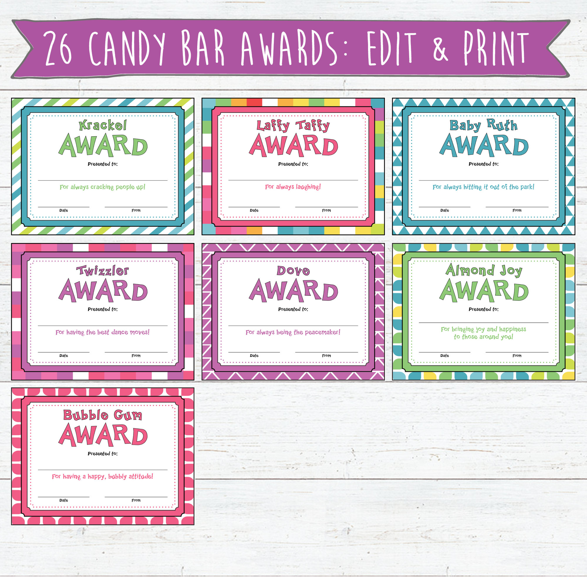 Candy Bar Award Certificates | Download, Edit And Print | Candy in Free Printable Candy Bar Awards For Students
