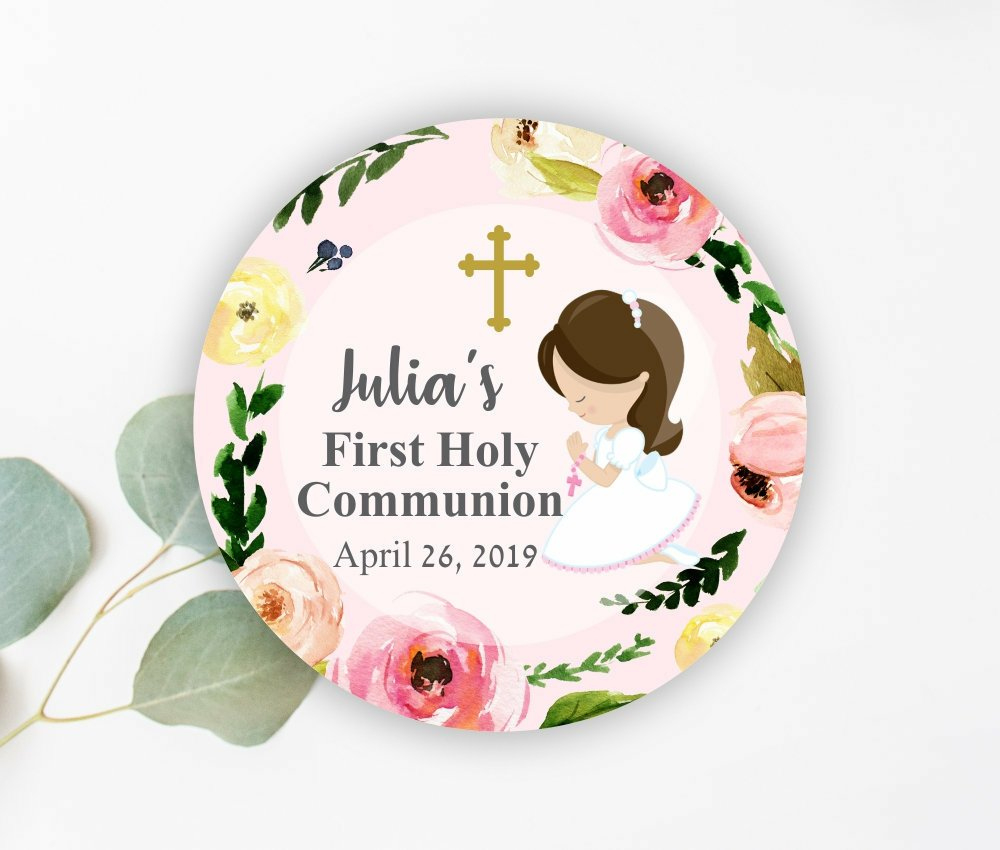 Carmen Mar على X: &amp;quot;#Etsy: Floral Favor Tag First Communion Girl intended for Free Printable First Communion Labels