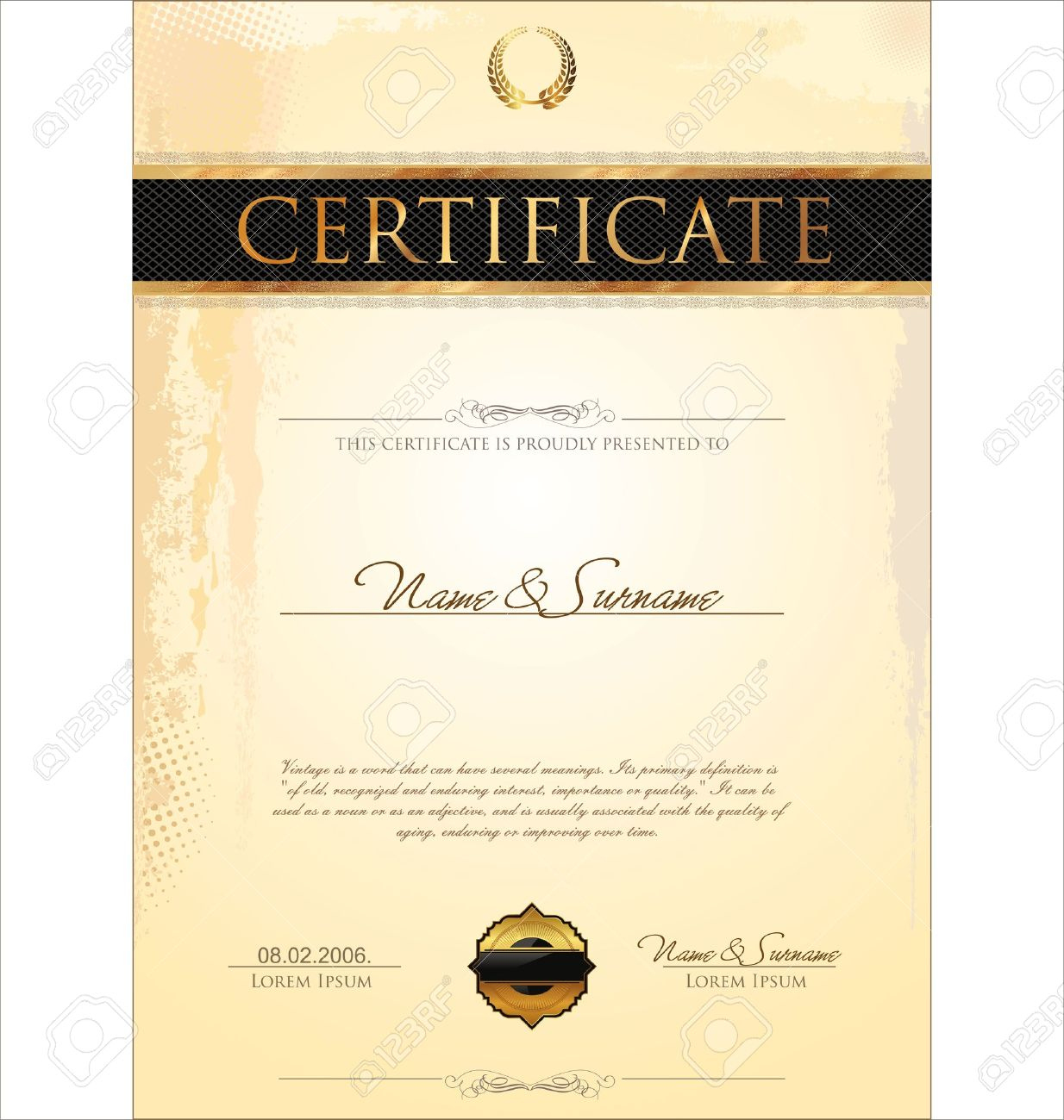 Certificate Template Royalty Free Svg, Cliparts, Vectors, And for 123 Certificates Printables Free