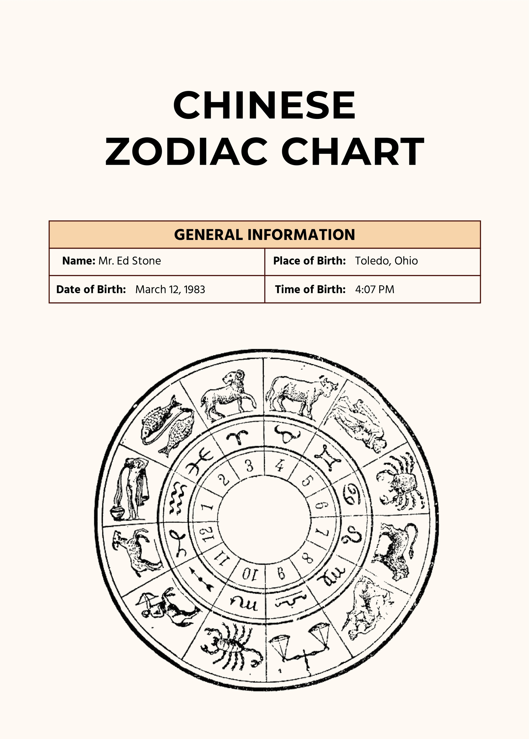 Chinese Zodiac Chart Template In Illustrator, Pdf - Download intended for Chinese Zodiac Chart Printable