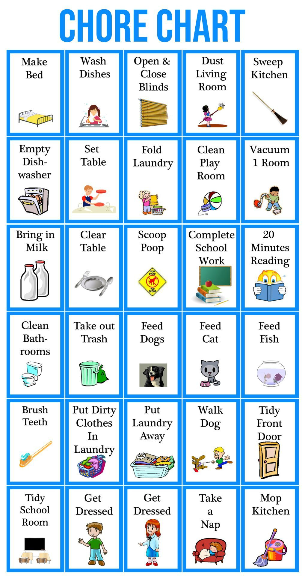 Chore Clip Art - 10 Free Pdf Printables | Printablee intended for Free Printable Visual Chore Chart Printable