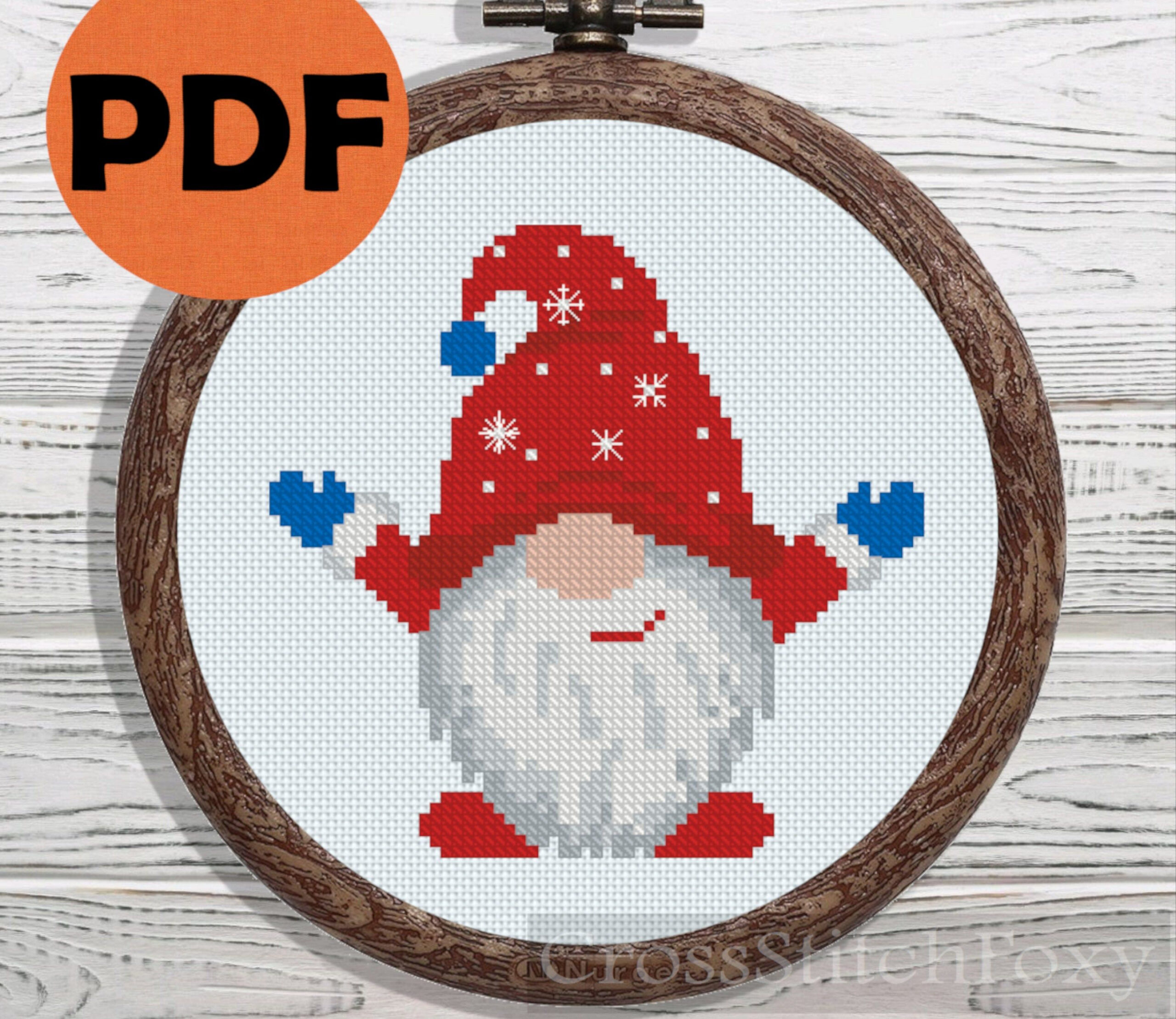 Christmas Gnome Cross Stitch Pattern Pdf, Easy Christmas Ornament in Free Printable Gnome Cross Stitch Patterns