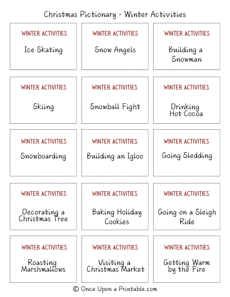 Christmas Pictionary Themed Word Lists (Free Printables) - Once throughout Free Printable Pictionary Word List