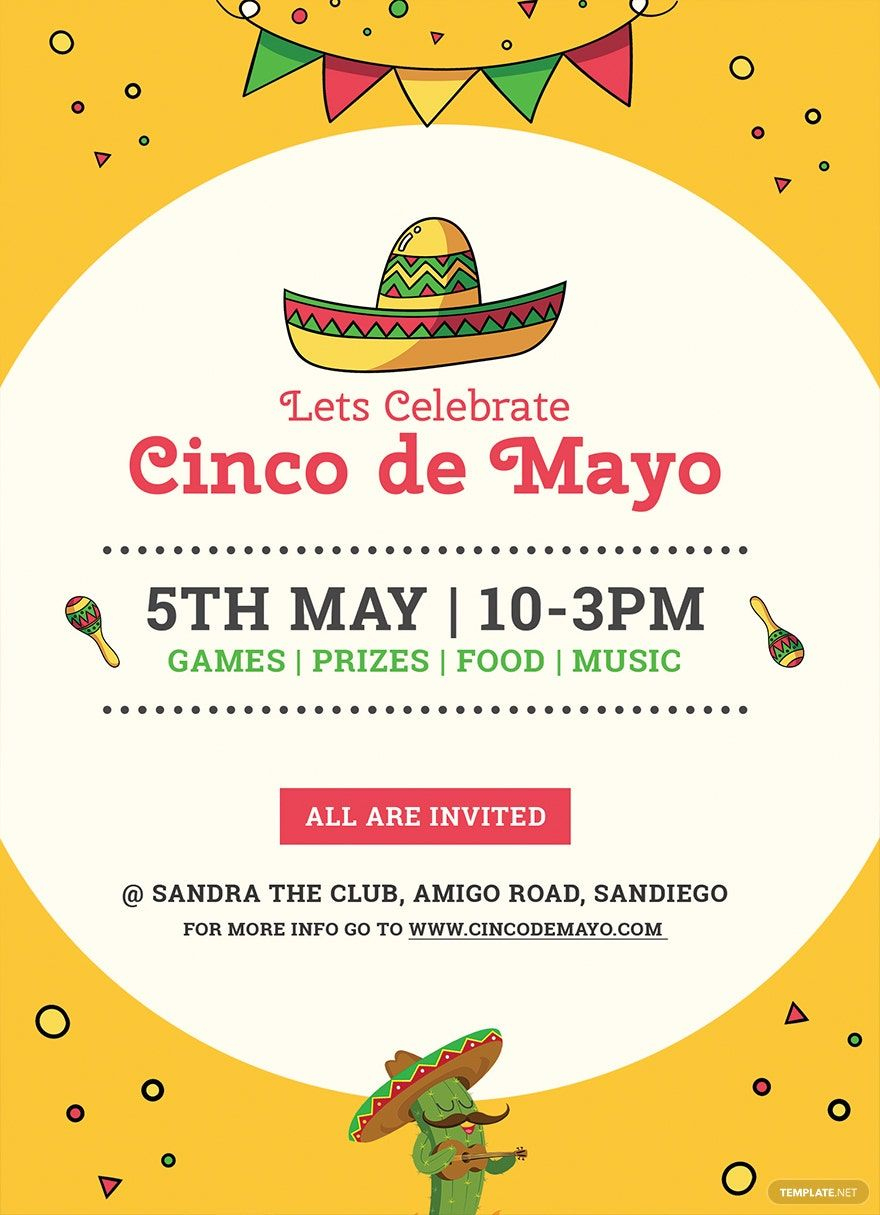 Cinco De Mayo Day Invitation Template In Word, Pages, Psd with regard to Cinco De Mayo Free Printable Invitations