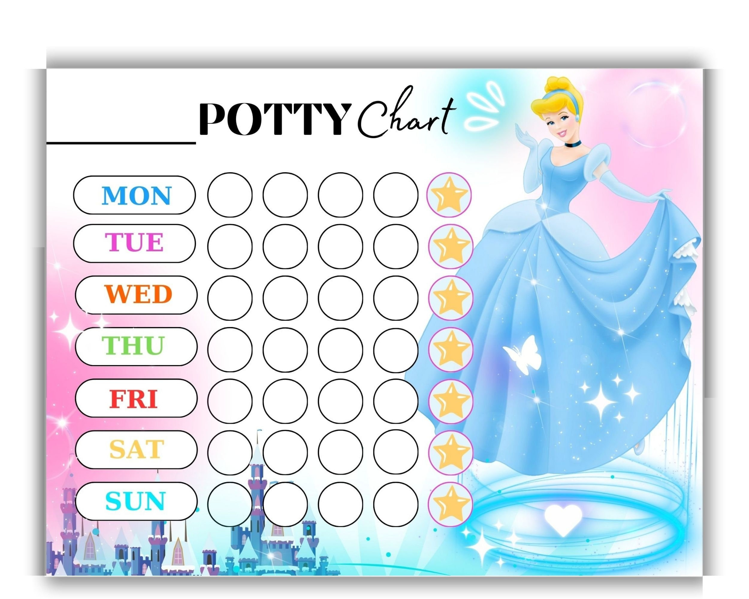 Cinderella Potty Training Chart - Printable Princess Toilet within Princess Potty Chart Printable