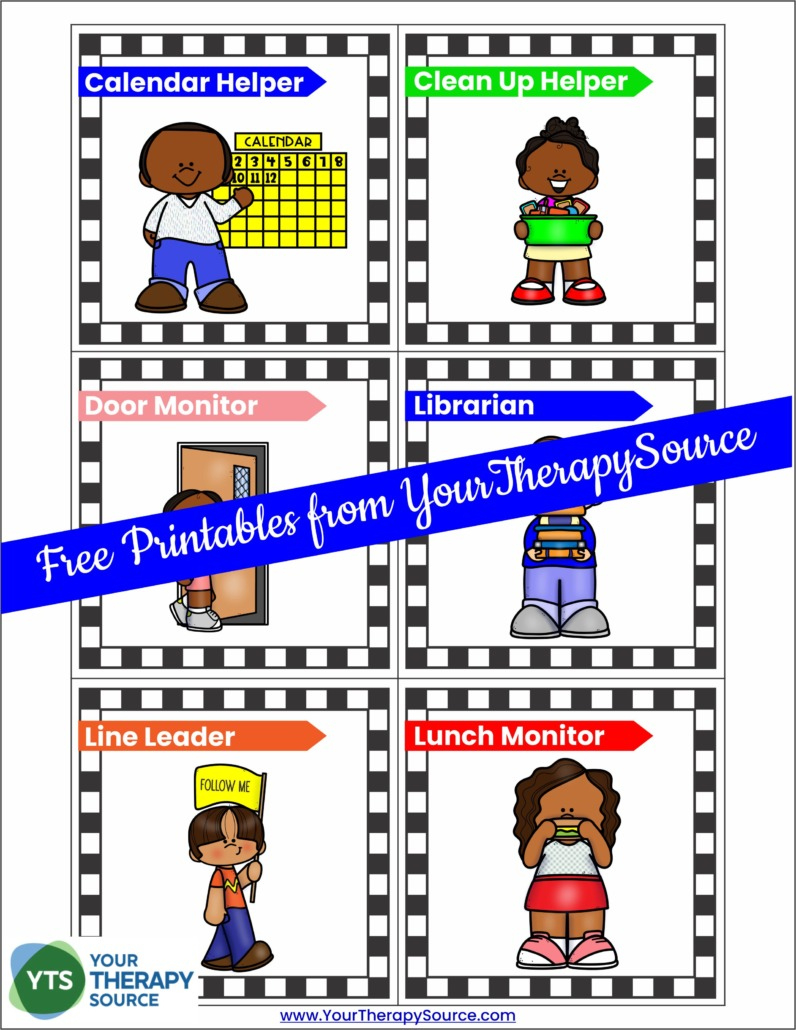 Classroom Job Ideas - Your Therapy Source pertaining to Free Preschool Job Chart Printables