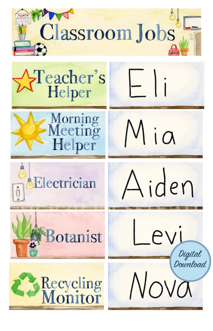 Classroom Job Chart Printable