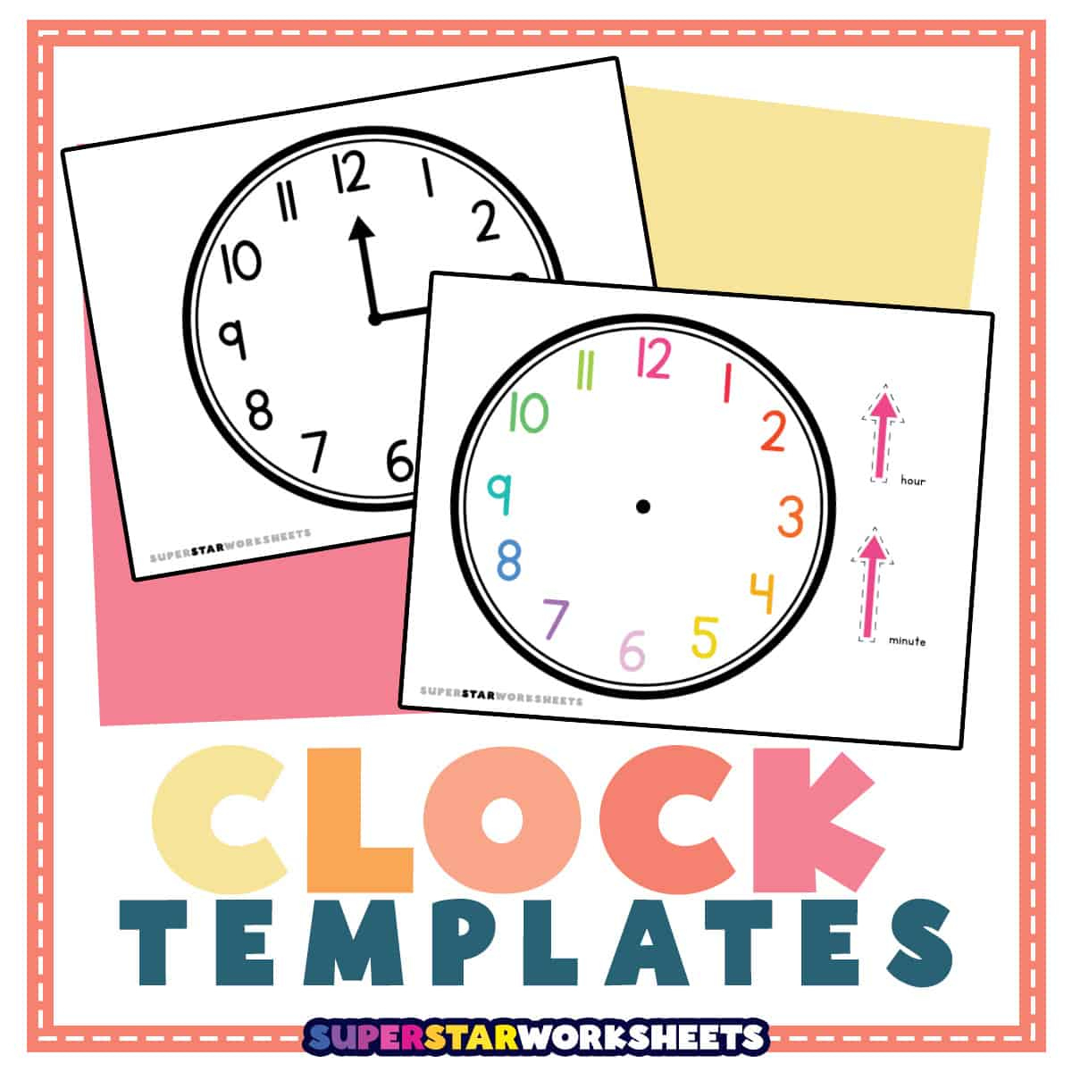 Clock Template - Superstar Worksheets with Free Printable Clock Pattern