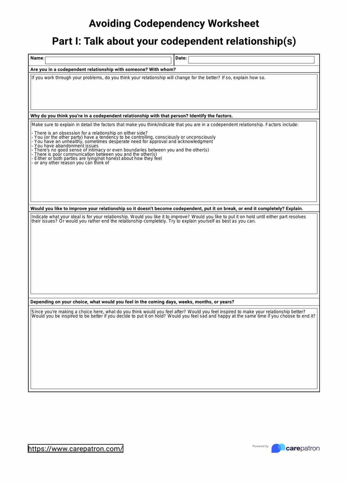 Codependency Worksheets &amp;amp; Example | Free Pdf Download regarding Free Printable Codependency Worksheets