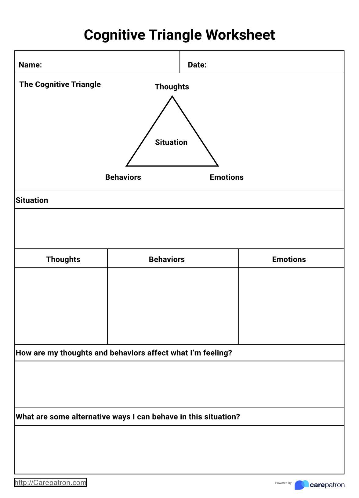 Cognitive Triangle Worksheets &amp;amp; Example | Free Pdf Download intended for Free Printable Cognitive Exercises