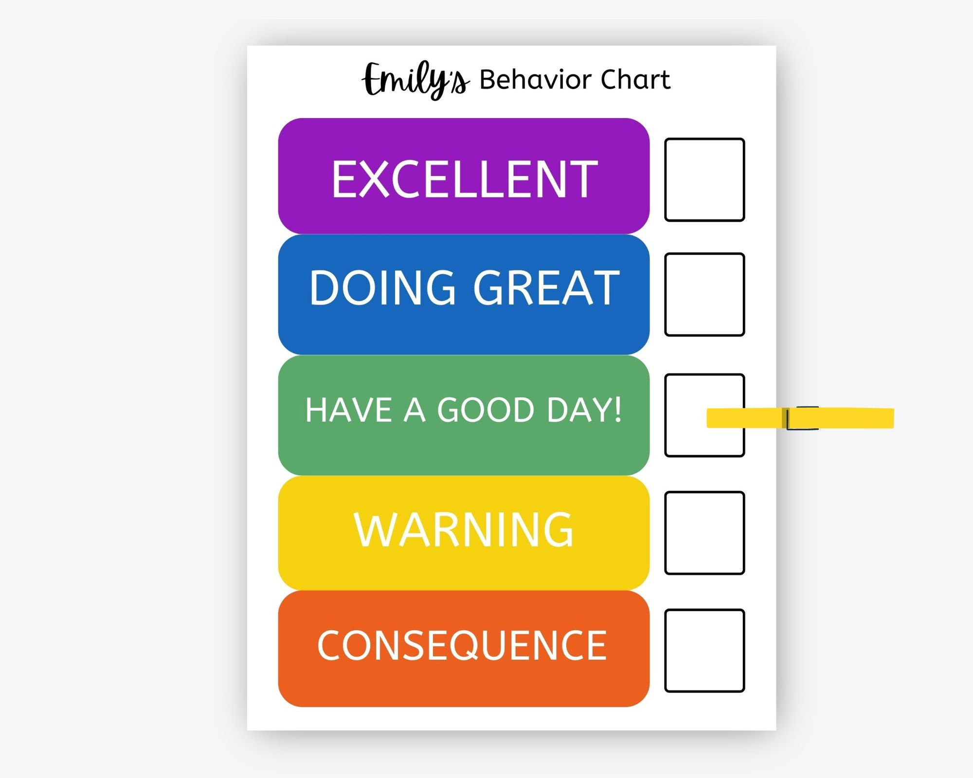 Colorful Behavior Chart Printable, Editable Behavior Consequence within Behavior Color Chart Printable