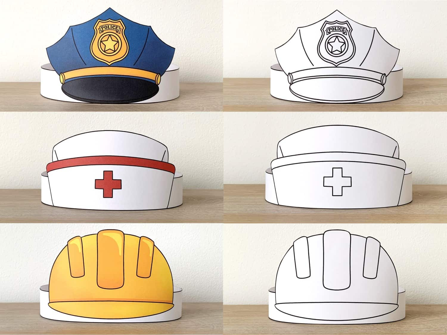 Community Helpers Crowns Coloring Printable - Kid Craft, Happy for Community Helpers Hats Free Printables