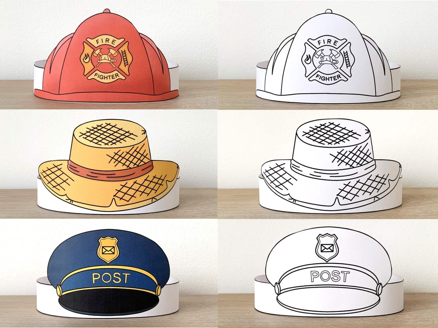 Community Helpers Crowns Coloring Printable - Kid Craft, Happy within Community Helpers Hats Free Printables
