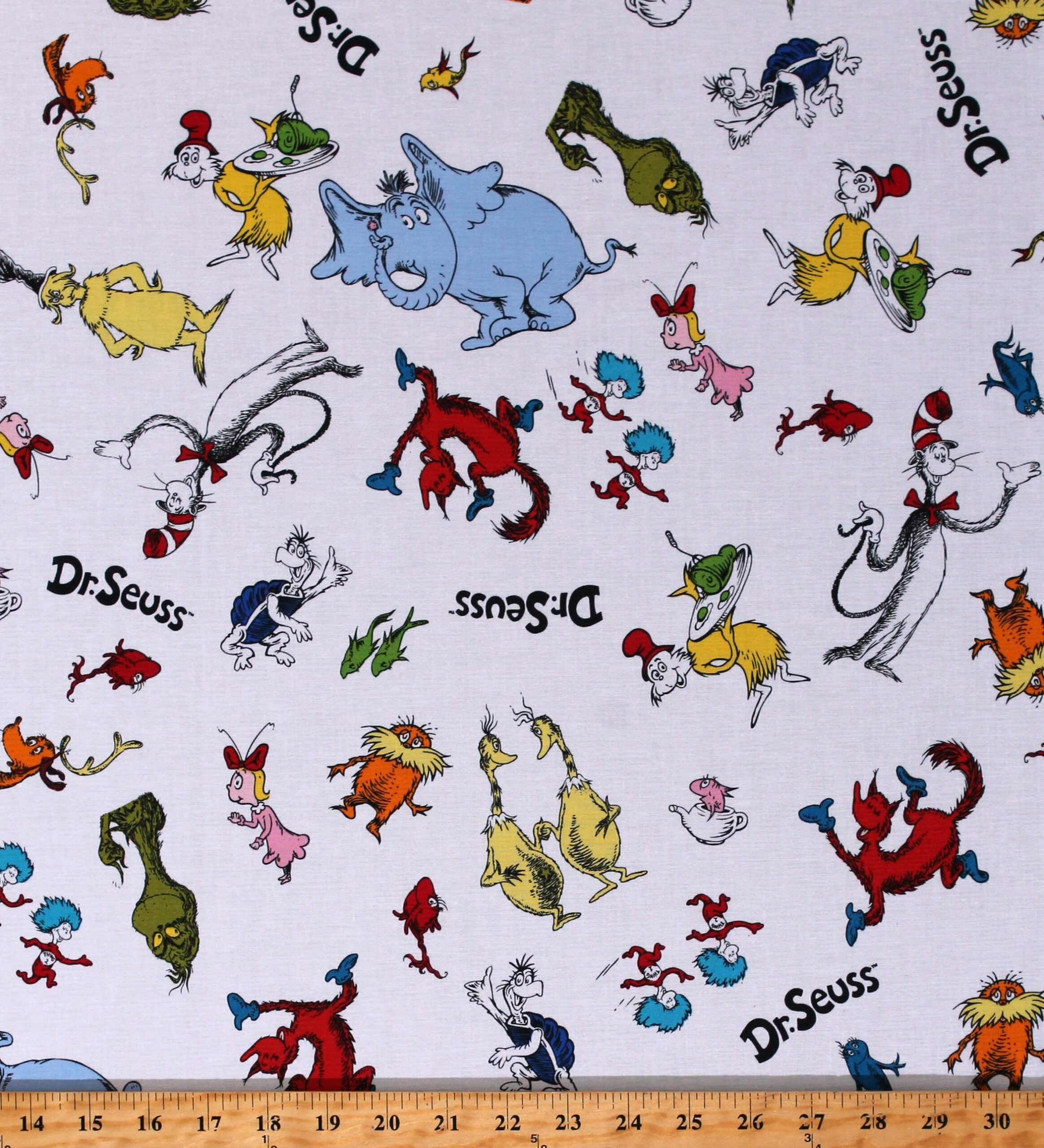 Cotton Dr. Seuss Characters Horton Hears A Who Cat In The Hat Gren Eggs And Ham The Lorax Children&amp;#039;S Books Celebrate Seuss! White Cotton Fabric Print pertaining to Horton Hears A Who Printable Pattern