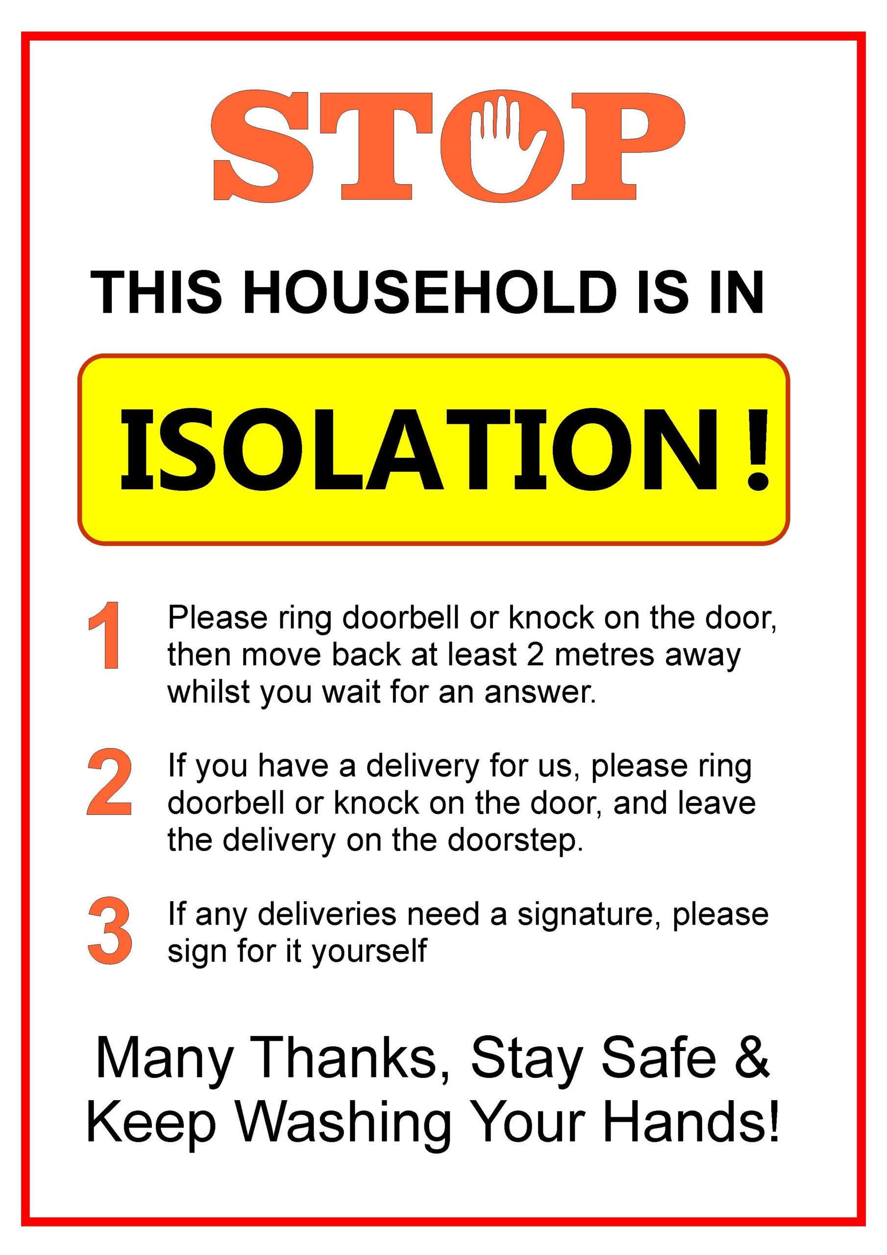 Covid-19-Free-Self-Isolation-Poster-To-Print-Out with regard to Free Printable Isolation Signs