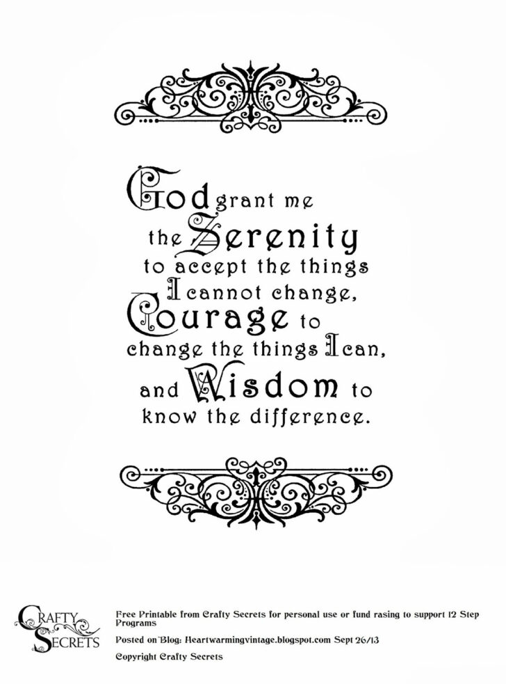 Free Printable Serenity Prayer