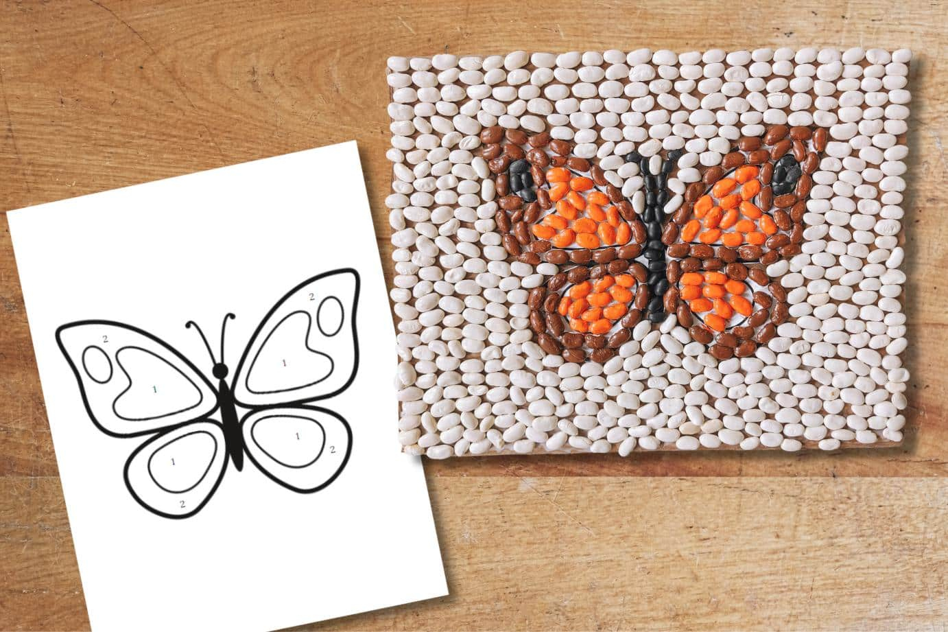 Create Bean Art With A Free Butterfly Mosaic Template throughout Free Printable Mosaic Patterns