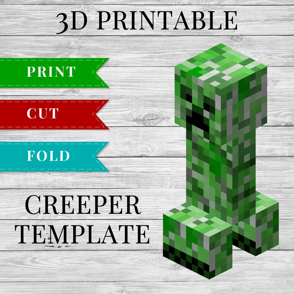 Creeper - Printable Minecraft Creeper Papercraft Template inside Free Minecraft Printable Cutouts
