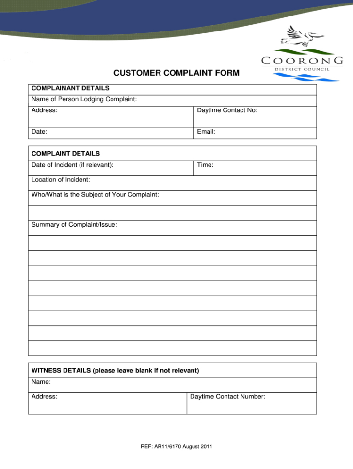 Free Customer Complaint Log Template