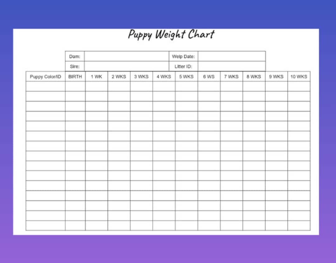 Customizable Puppy Weight Chart For Tracking Your Fur Baby&amp;#039;S with regard to Puppy Weight Chart Printable