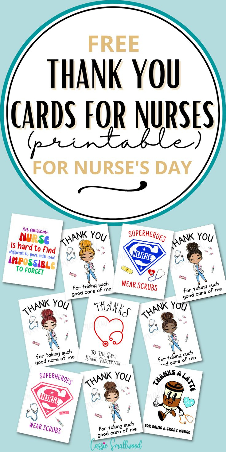 Cute Nurse Thank You Cards (Free Printable) with regard to Free Nurses Day Printables