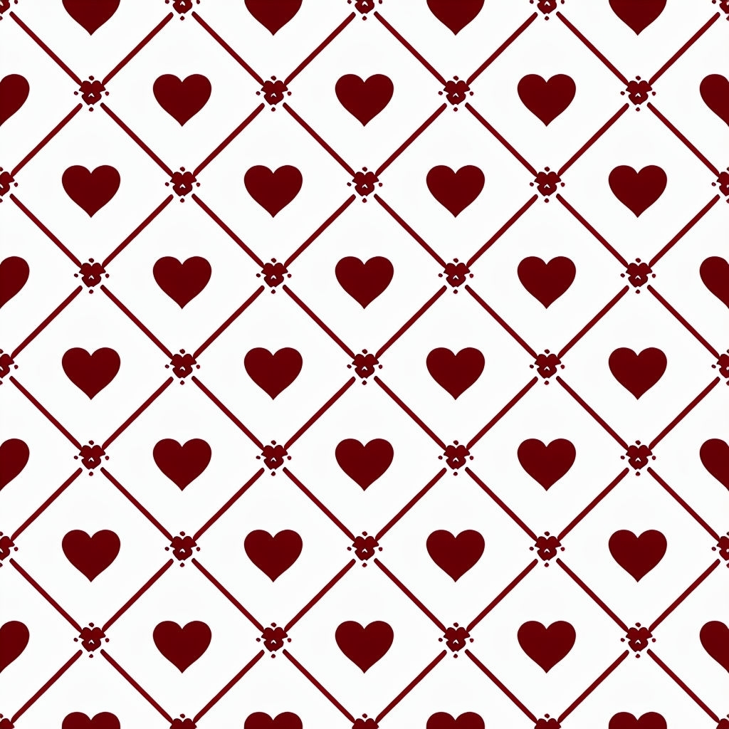 Dark Red Heart Lattice Seamless Pattern On White Background pertaining to 6X6 Printable Heart Pattern
