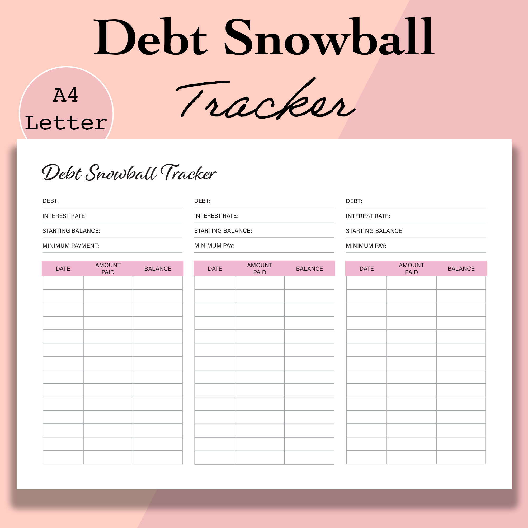 Debt Snowball Tracker Printable, Debt Free Chart, Debt Payoff pertaining to Debt Free Chart Printable