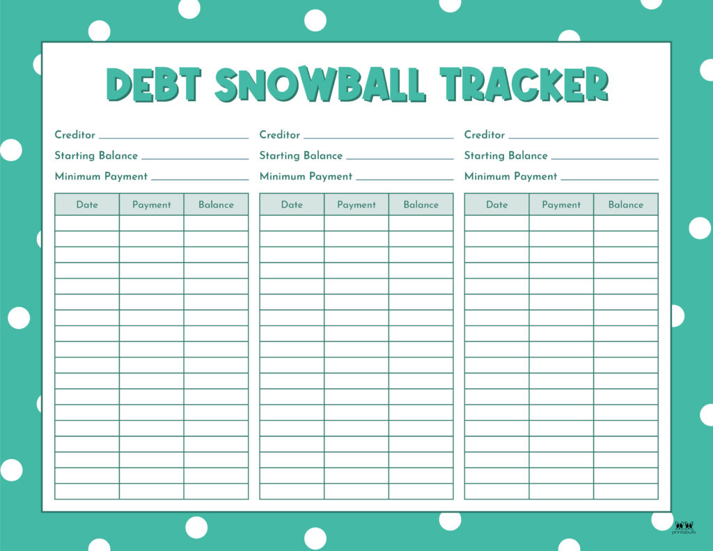 Debt Trackers &amp;amp; Debt Snowball Worksheets - 35 Pages | Printabulls inside Debt Chart Printable