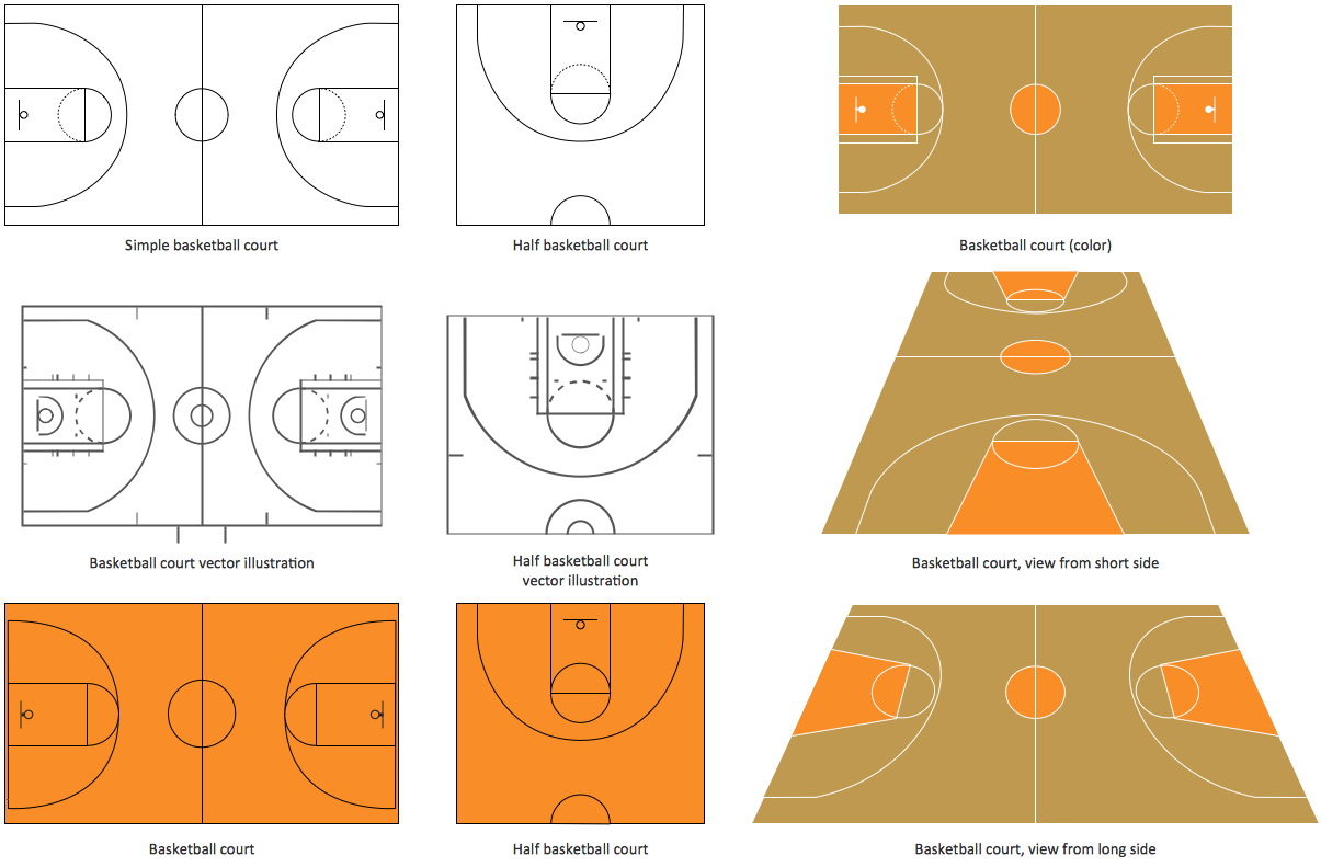 Design Elements - Basketball Courts | Design Elements - Basketball with Free Printable Basketball Half Court