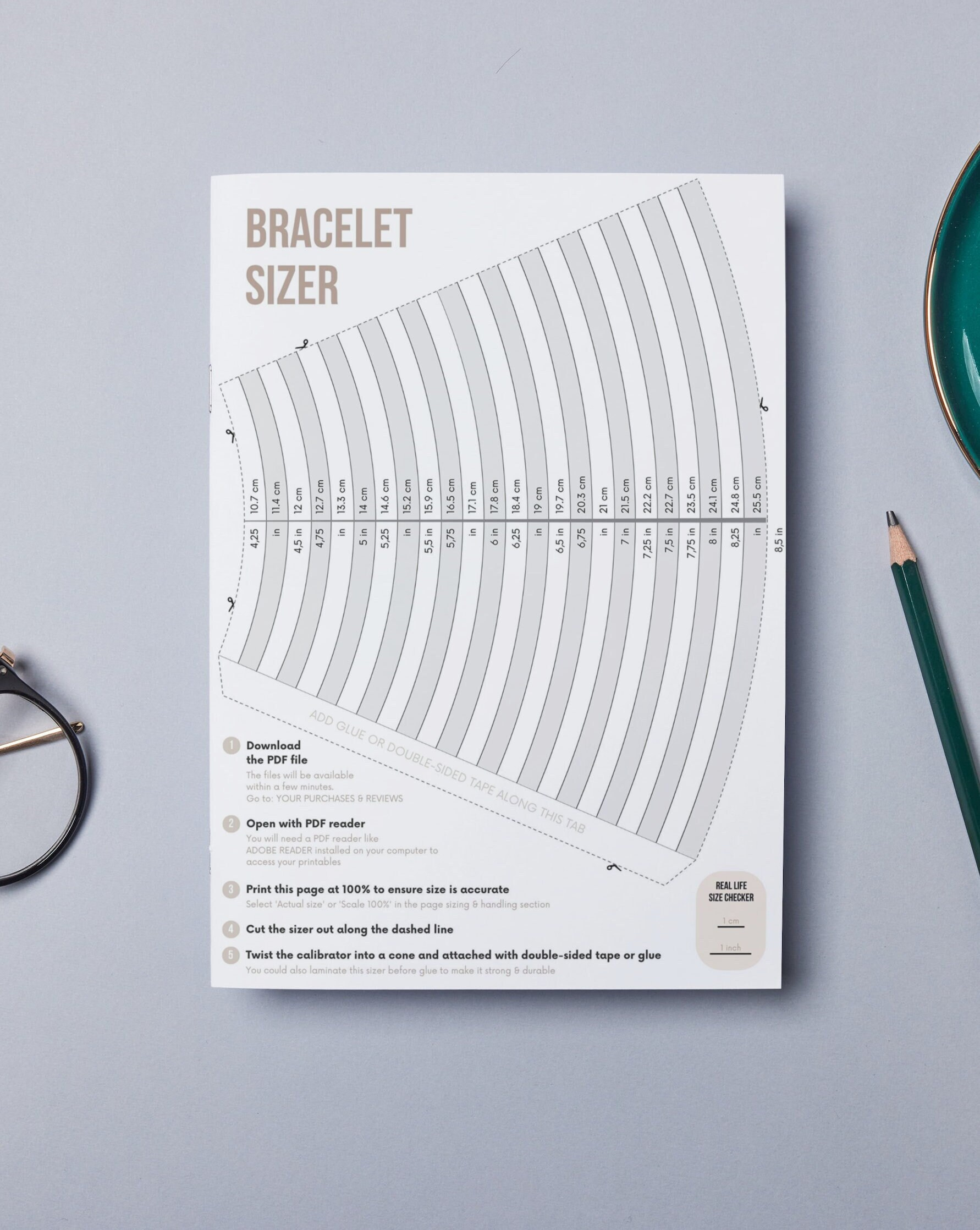 Digital Download | Printable Bracelet Sizer | Adjustable Wrist in Free Printable Bracelet Sizer