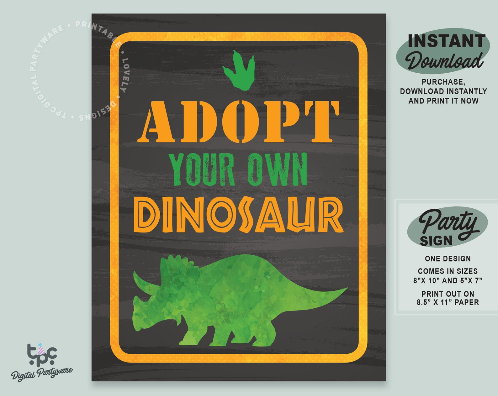Dinosaur Party Sign | Printable Adopt A Dinosaur Sign | Jurassic inside Adopt A Dinosaur Sign Free Printable