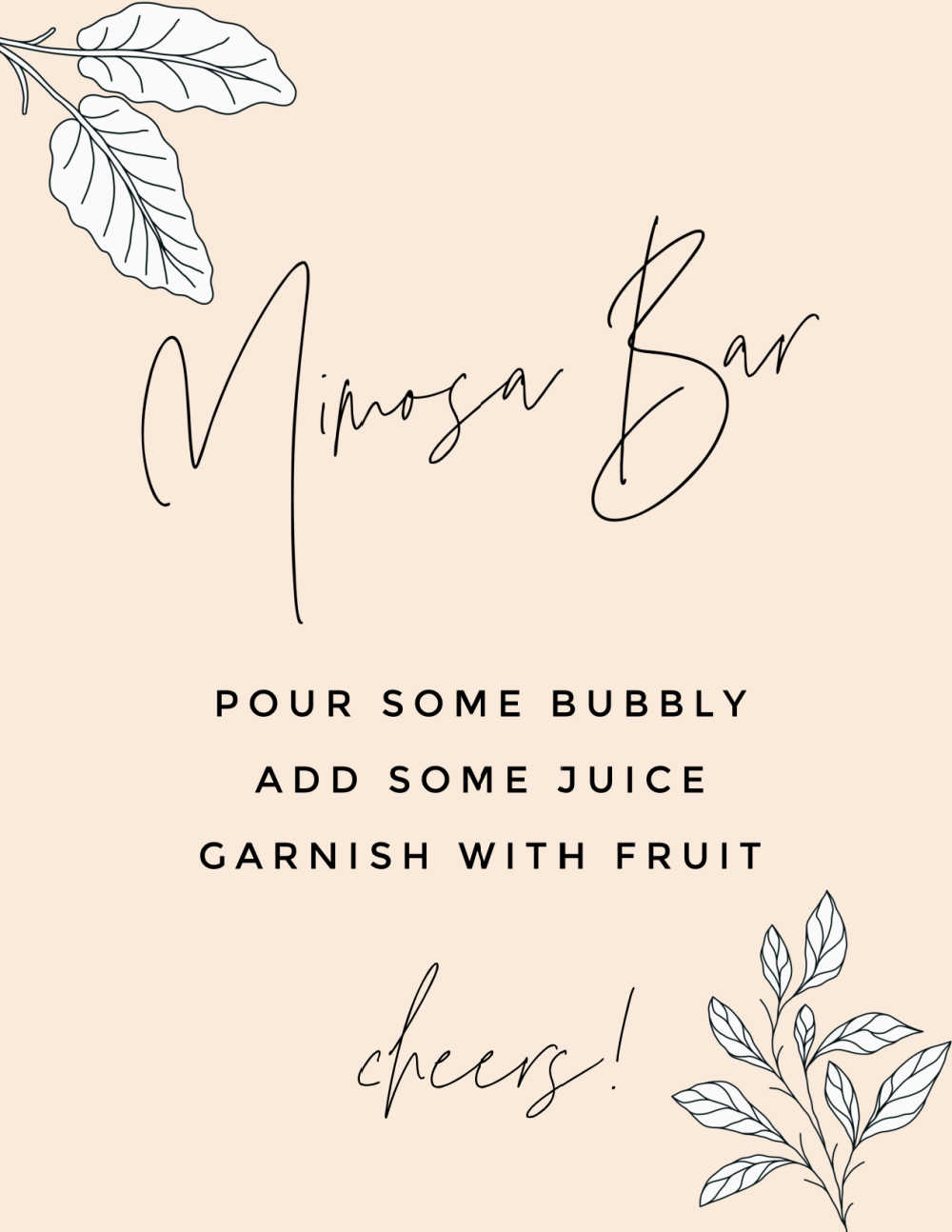 Diy Mimosa Bar Cart With Free Printable Mimosa Bar Sign | with regard to Free Mimosa Bar Printables