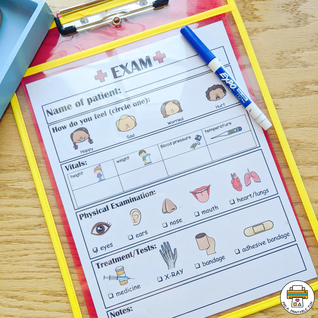 Doctor&amp;#039;S Office Dramatic Play Pack throughout Free Doctor Dramatic Play Printables