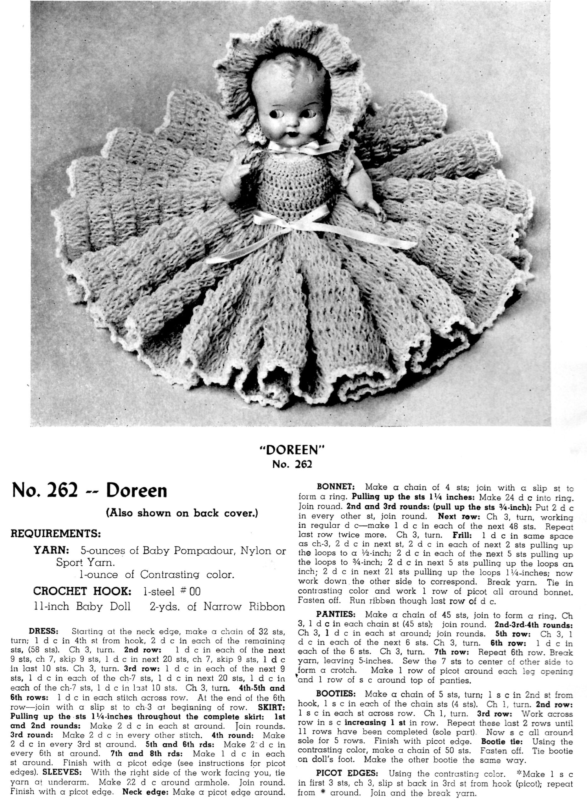 Doreen Doll Pattern 262 Crochet Bed Pillow Doll - Vintage Crafts intended for Free Printable Crochet Bed Doll Patterns