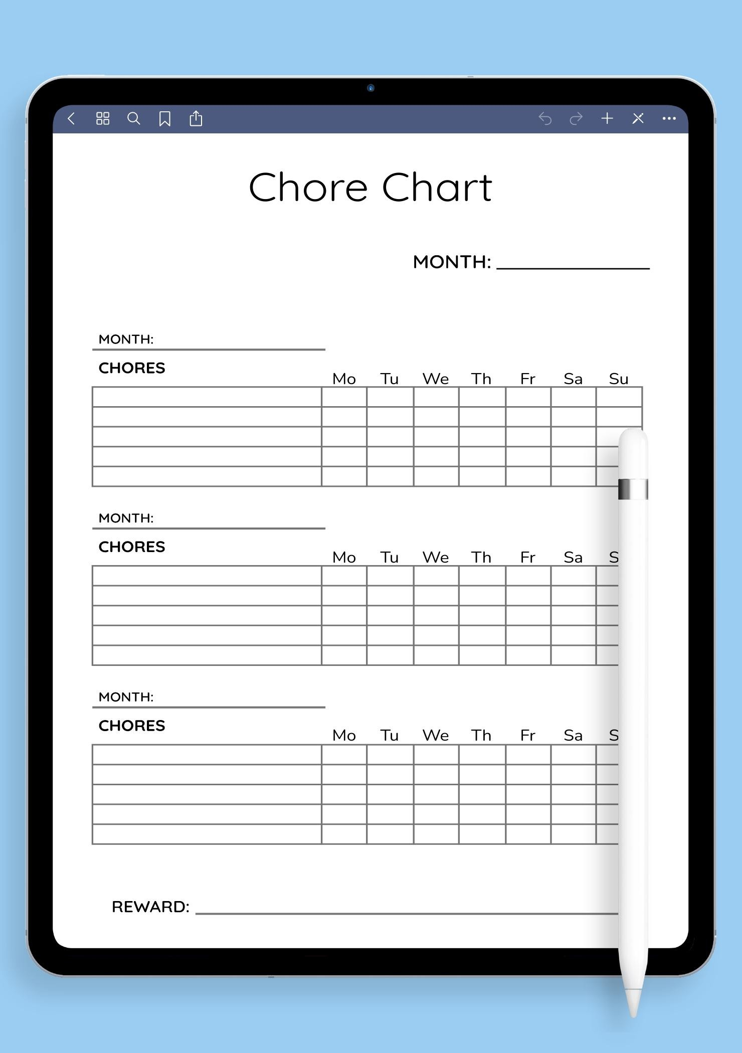 Download Printable Simple Monthly Chore Chart Template Pdf throughout Monthly Chore Chart Printable