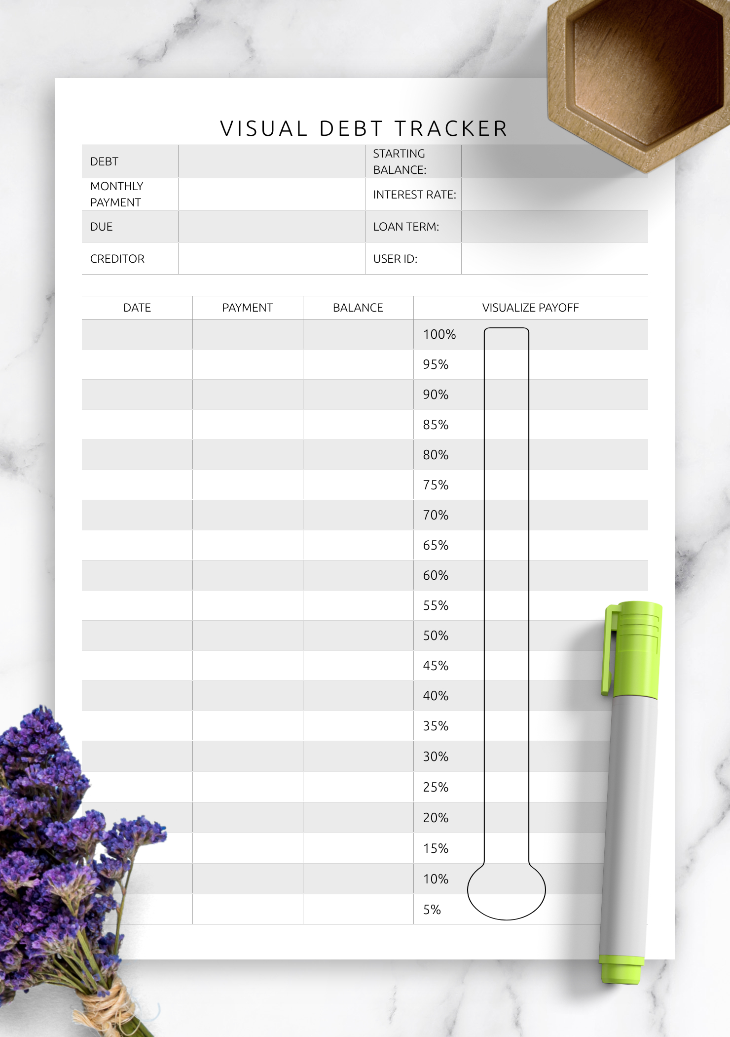 Download Printable Visual Debt Tracker Template Pdf throughout Debt Chart Printable