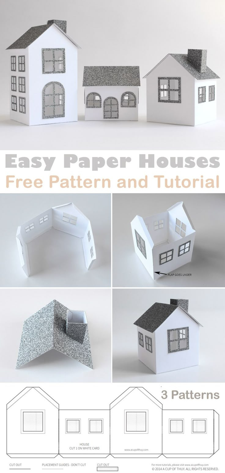 Easy Paper House Patterns And Tutorial throughout Free Paper Building Templates