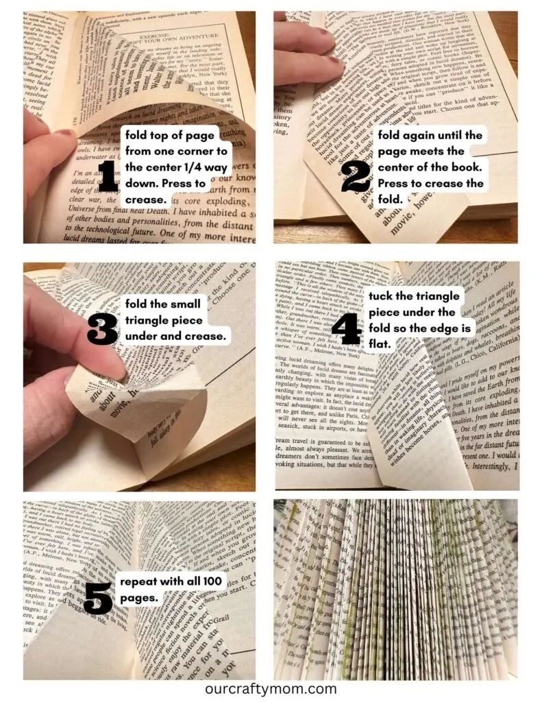 Easy Tutorial For Gorgeous Christmas Tree Folded Book Art within Free Book Folding Templates