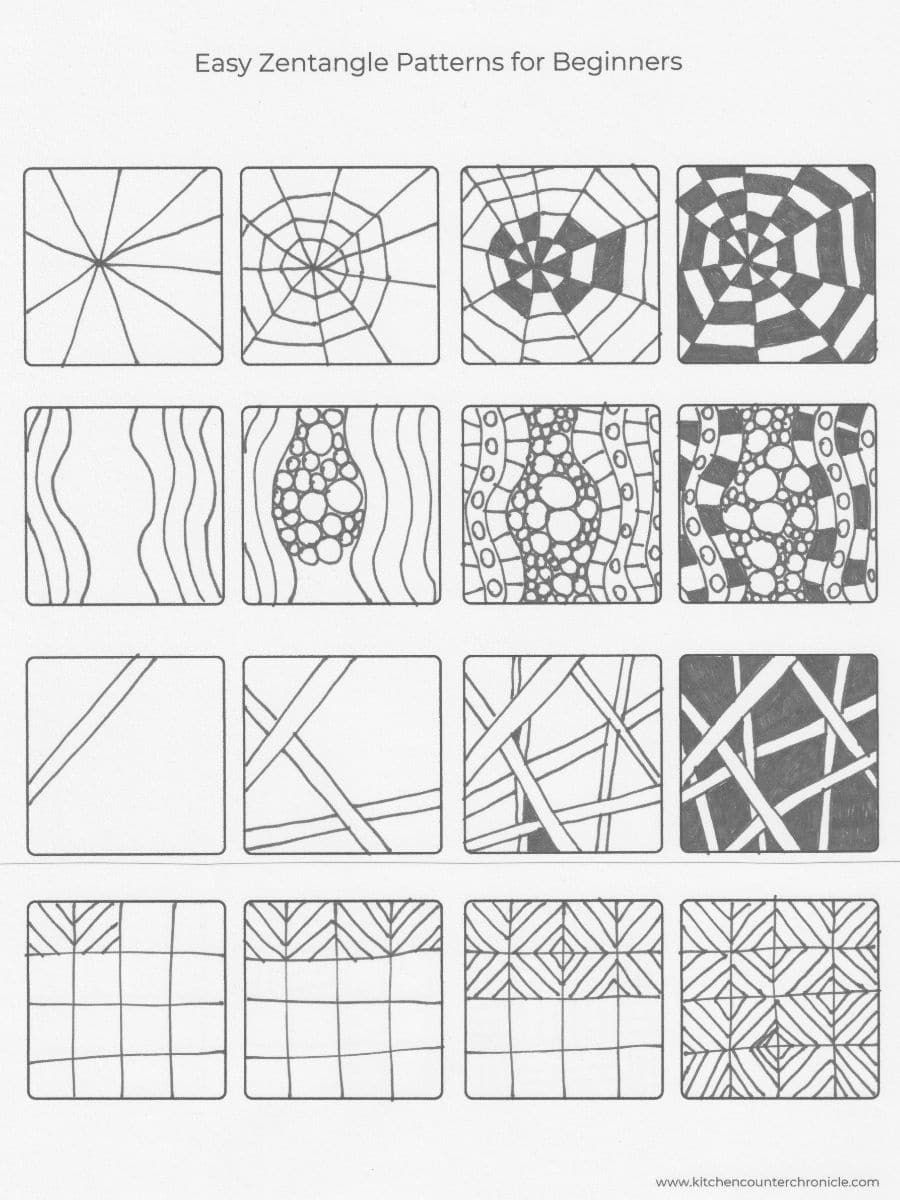 Easy Zentangle Patterns For Beginners And Kids inside Free Printable Zentangle Patterns
