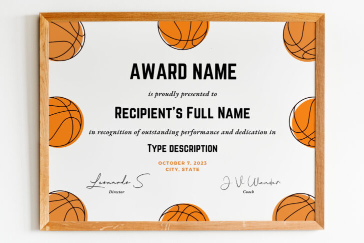 Free Printable Basketball Certificates