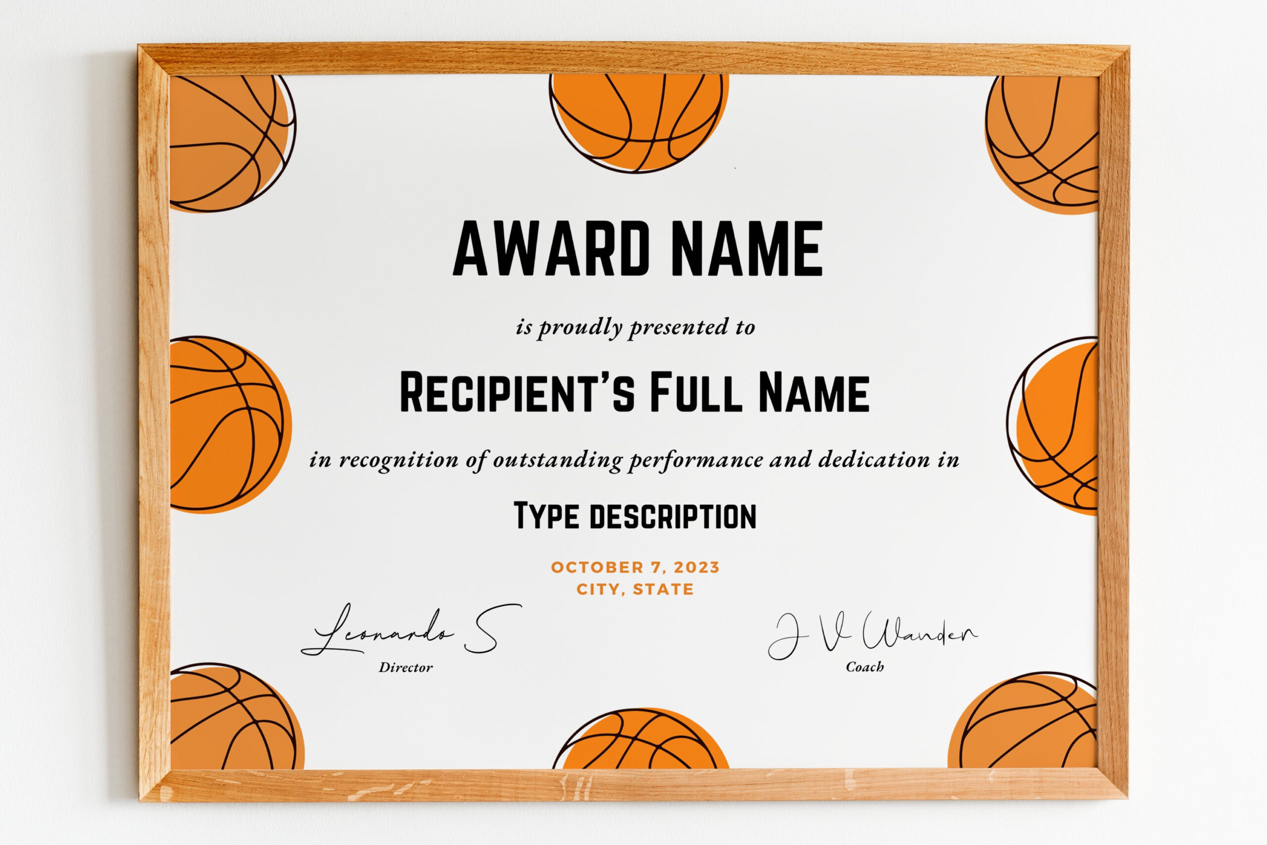 Editable Basketball Award Certificate Template, Printable in Free Printable Basketball Certificates