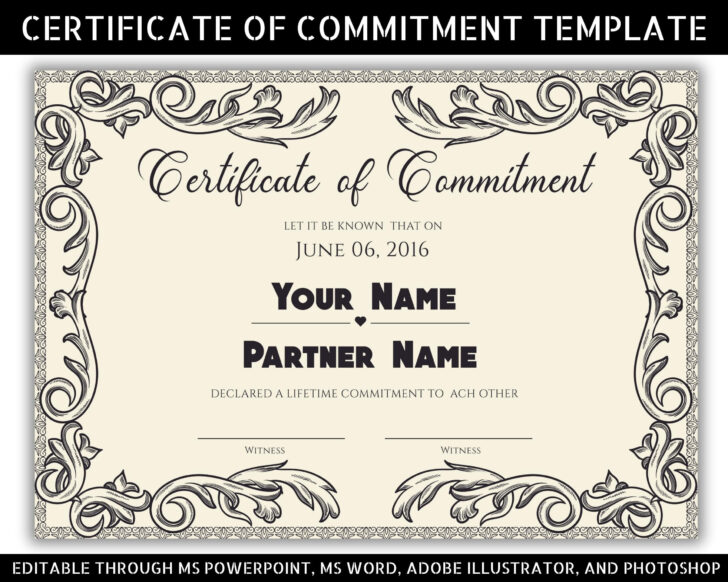 Commitment Certificate Free Printable