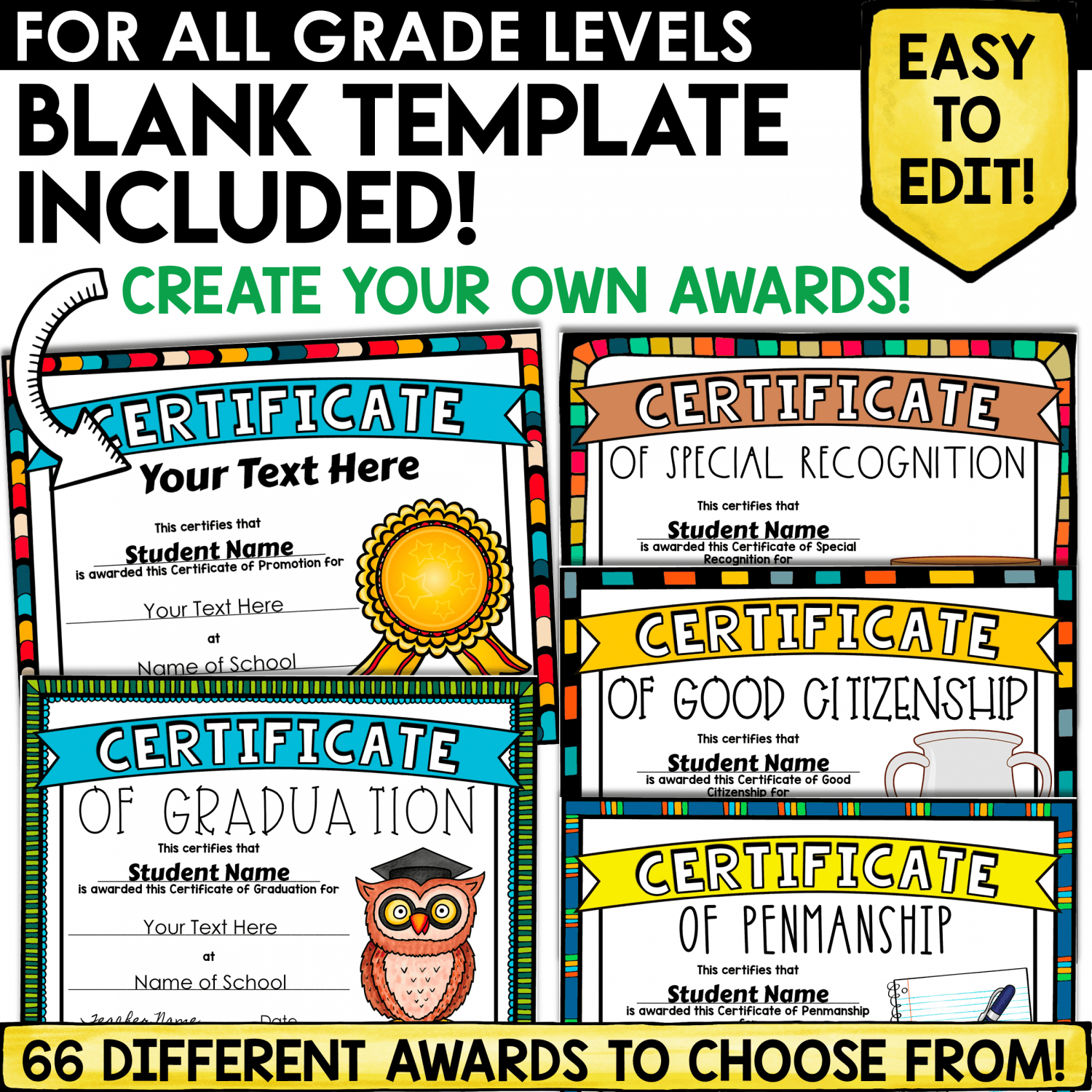 Editable End-Of-Year Awards For Every Student - A Love Of Teaching intended for Free Printable Good Citizen Certificates