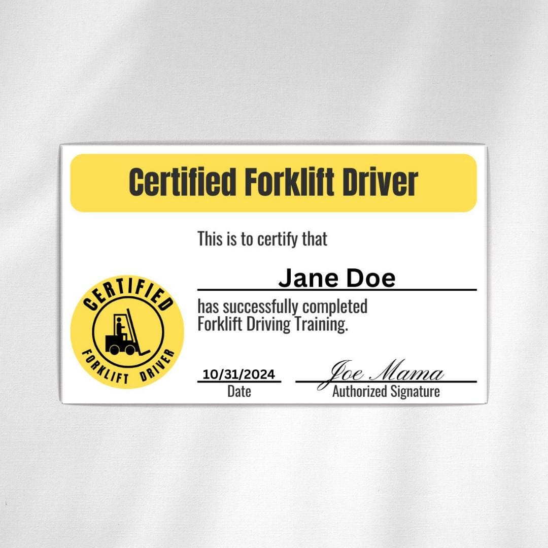 Editable Forklift Certification Card Driver Costume Template throughout Free Wallet Size Certification Card Template