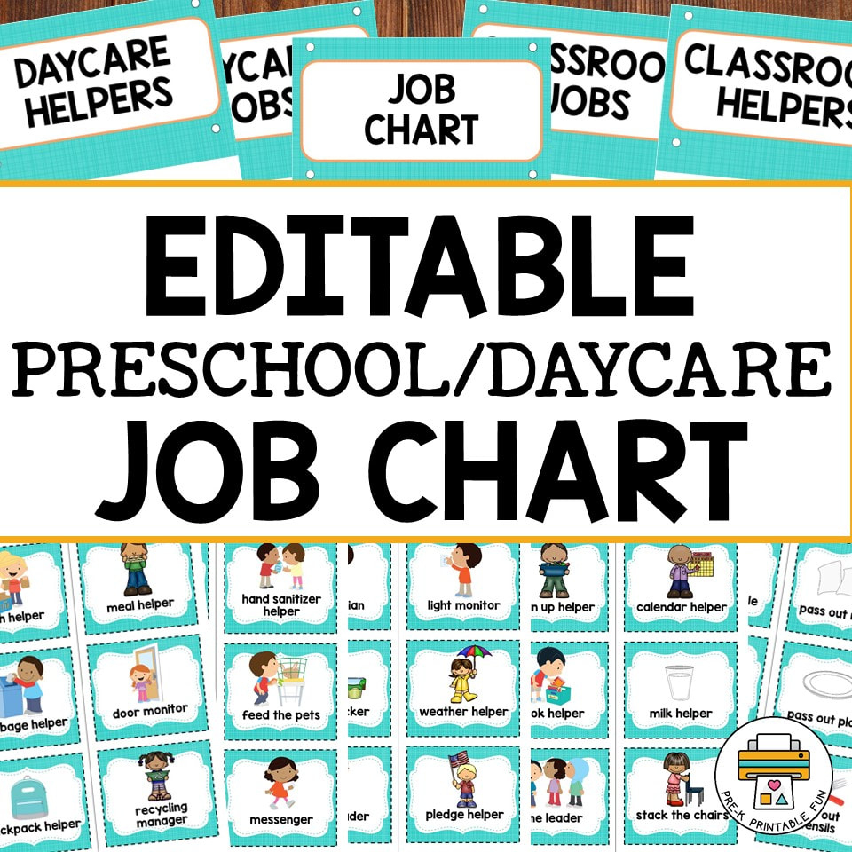 Editable Preschool Job Chart pertaining to Class Jobs Chart Printable
