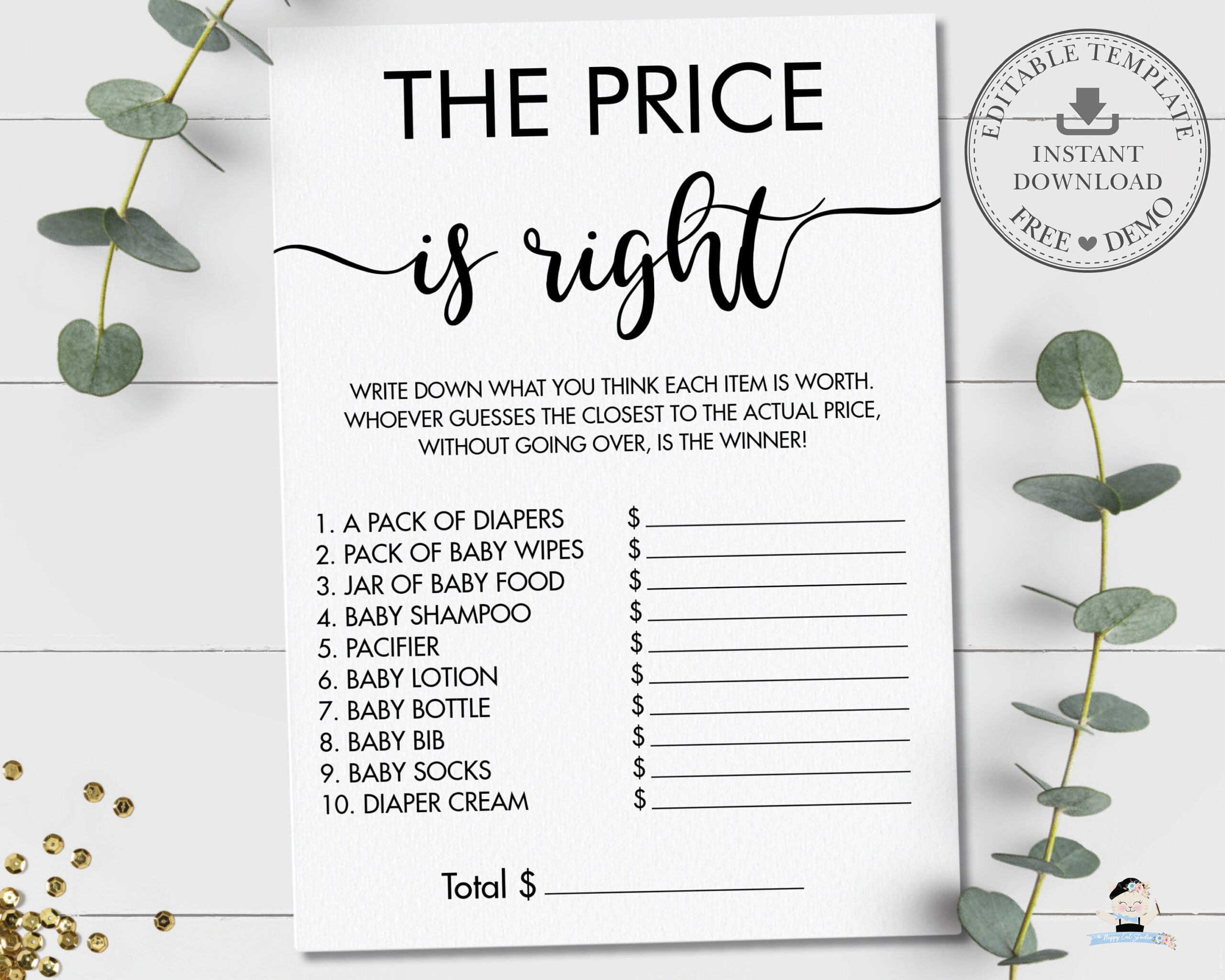 Editable Template, The Price Is Right Game Printable, Baby Shower with regard to Price is Right Game Template Free