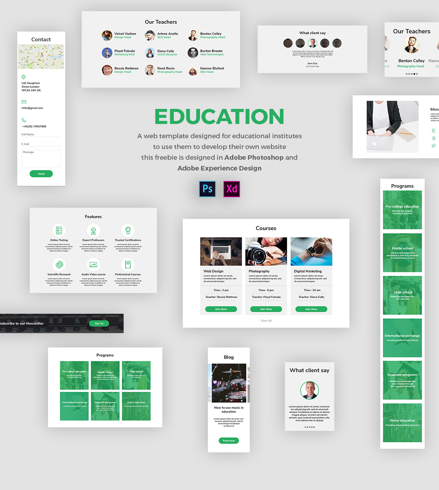 Education Web Template - Free Ui Kit In Psd And Adobe Xd - Freebiesui with regard to Uikit Free Templates